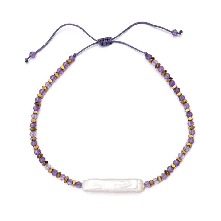 Pulsera con cordón de cuentas finas de amatista natural de Olivenorma 