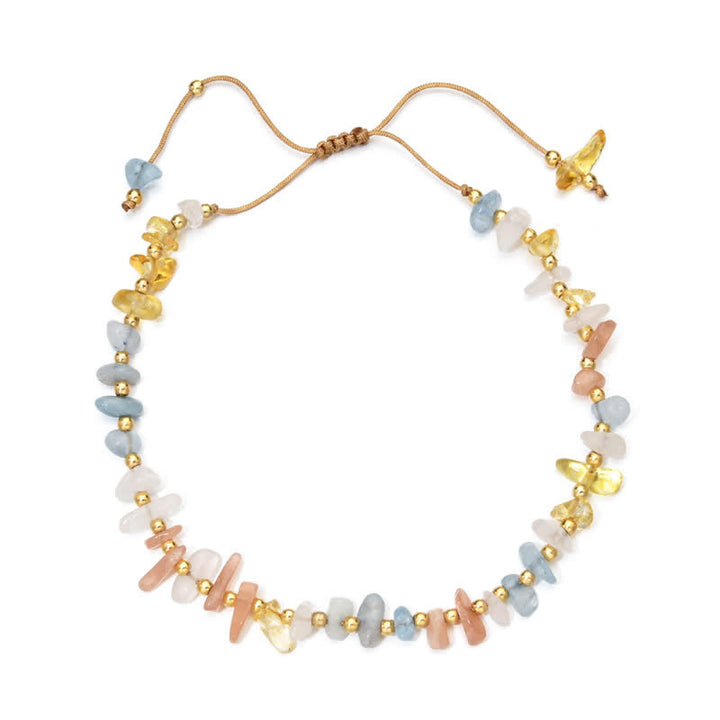 Pulsera con cordón de cuentas de piedra irregulares naturales de Olivenorma