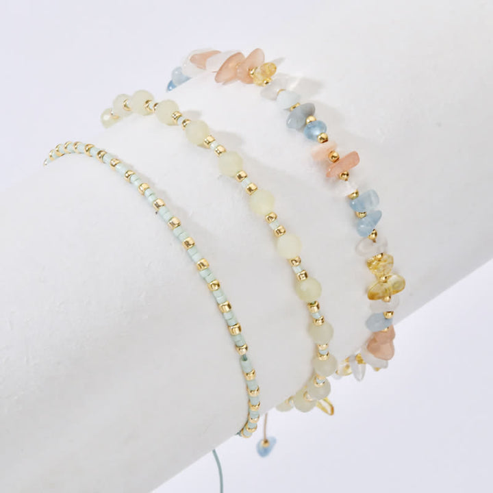 Pulsera con cordón de cuentas de piedra irregulares naturales de Olivenorma