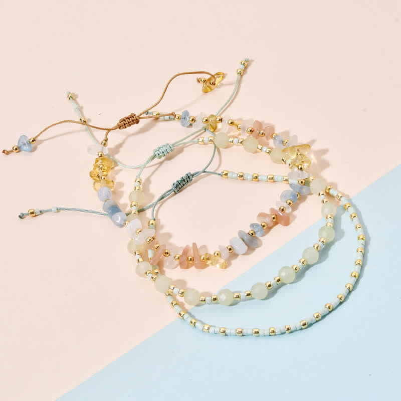 Pulsera con cordón de cuentas de piedra irregulares naturales de Olivenorma