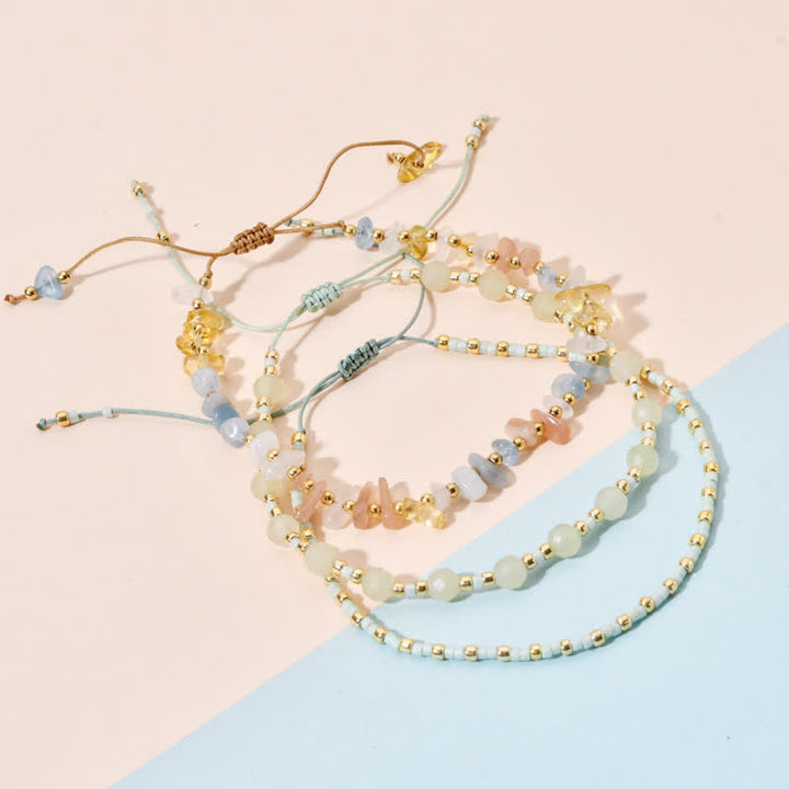 Pulsera con cordón de cuentas de piedra irregulares naturales de Olivenorma