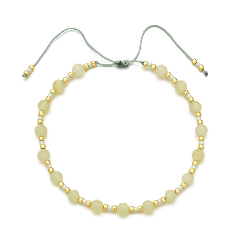 Pulsera con cordón de cuentas de piedra irregulares naturales de Olivenorma