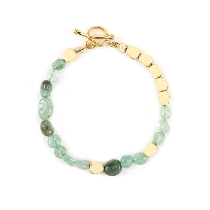 Pulsera de cuentas de piedra natural de metal irregulares de Olivenorma 