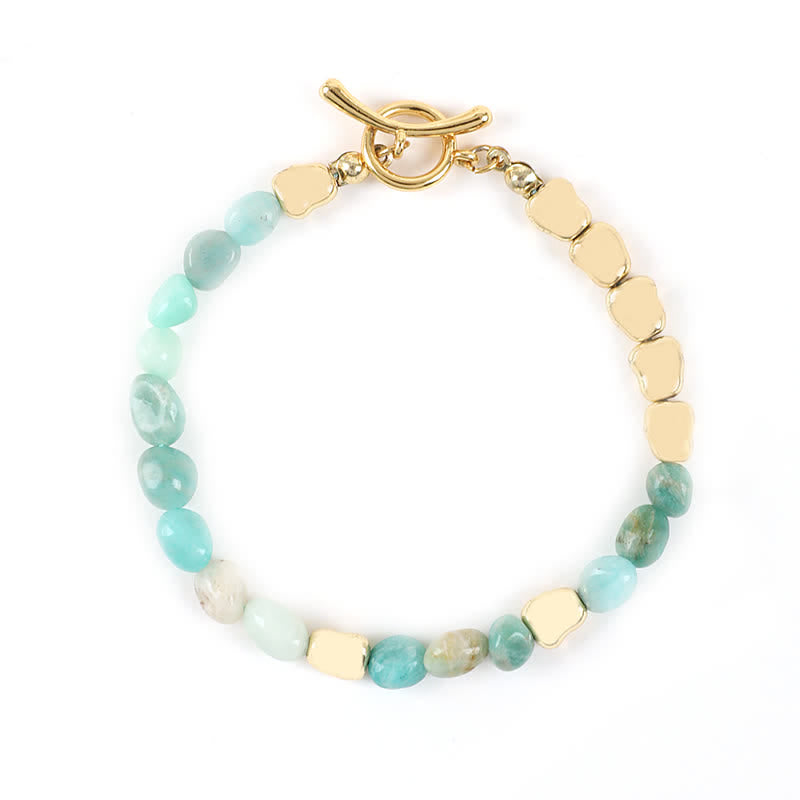 Pulsera de cuentas de piedra natural de metal irregulares de Olivenorma 