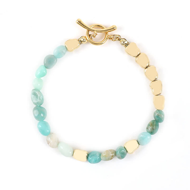 Pulsera de cuentas de piedra natural de metal irregulares de Olivenorma 