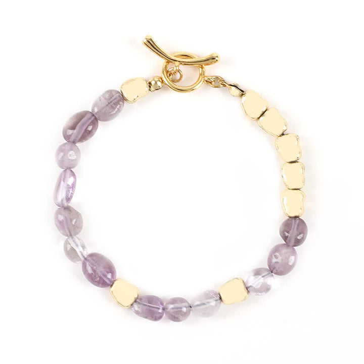 Pulsera de cuentas de piedra natural de metal irregulares de Olivenorma 