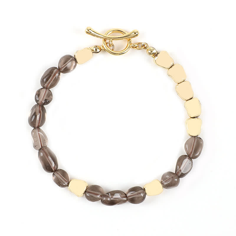 Pulsera de cuentas de piedra natural de metal irregulares de Olivenorma 