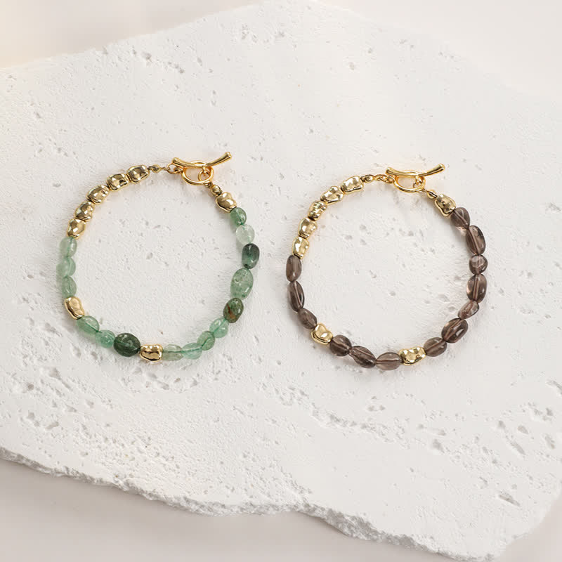 Pulsera de cuentas de piedra natural de metal irregulares de Olivenorma 
