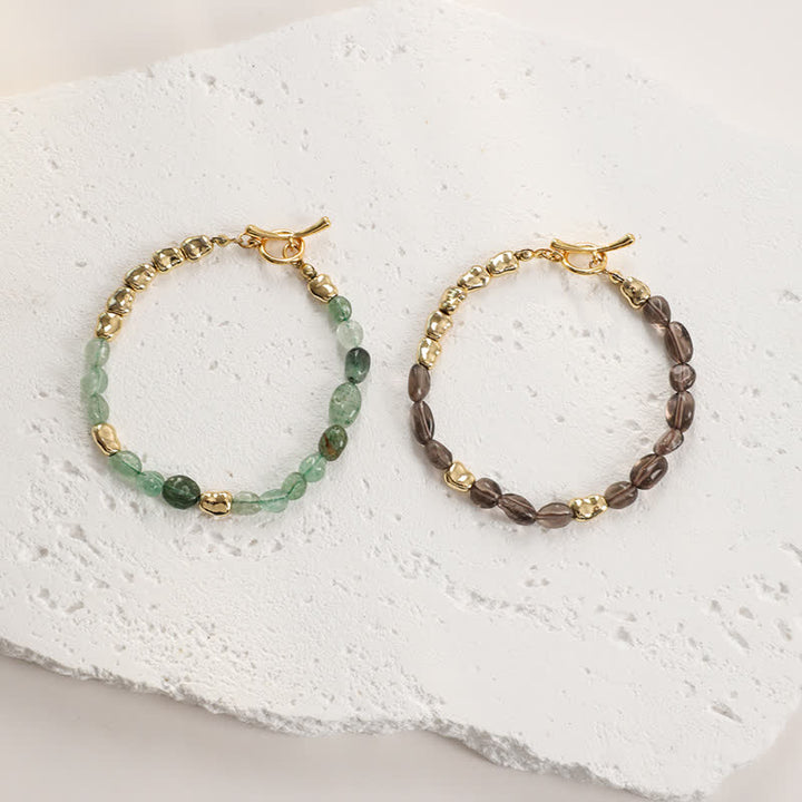 Pulsera de cuentas de piedra natural de metal irregulares de Olivenorma 