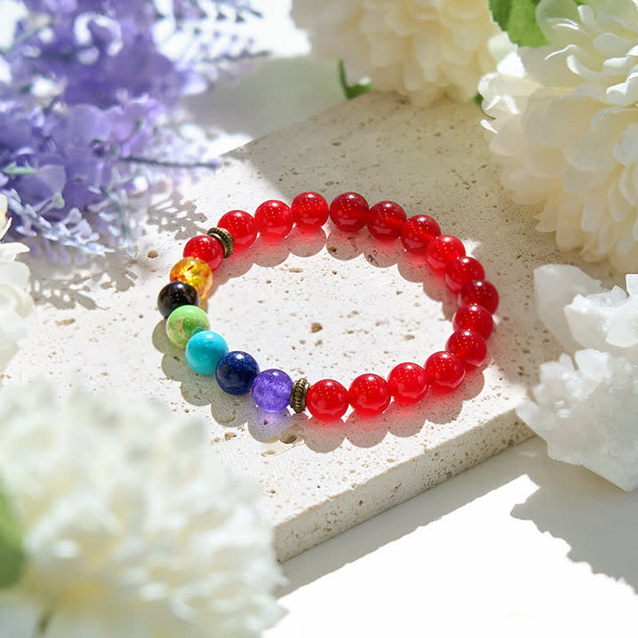 Pulsera de ágata roja Chakra Olivenorma