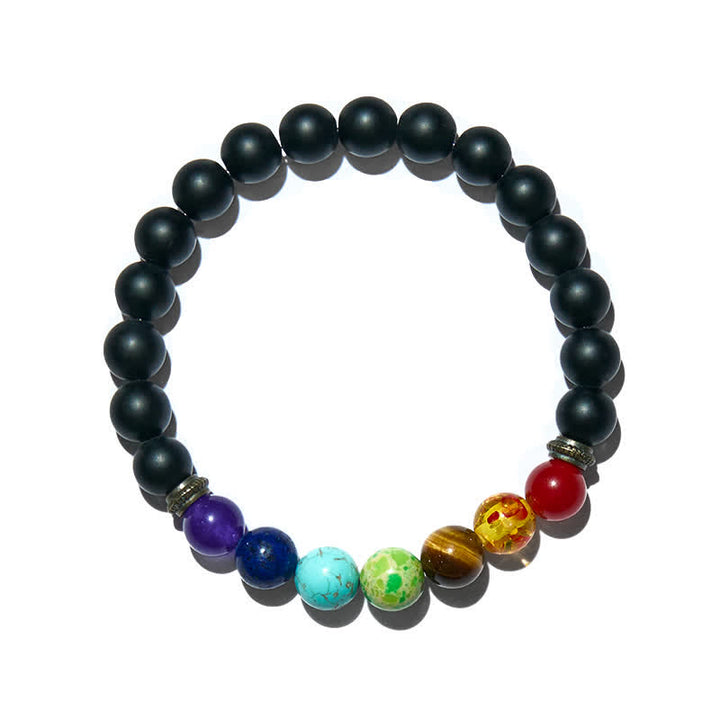 Pulsera de ónix negro con chakras de Olivenorma