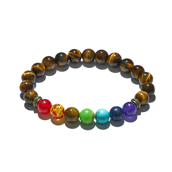 Pulsera de ojo de tigre con chakra de Olivenorma