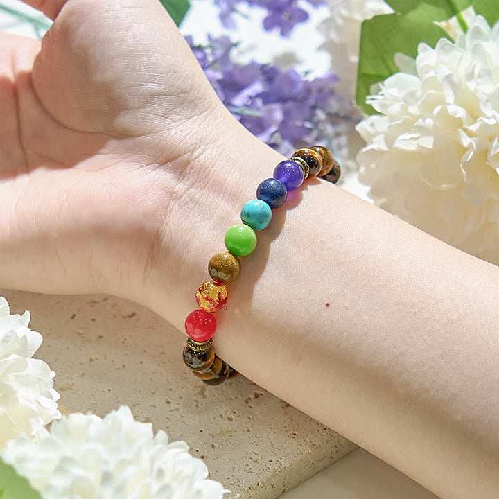 Pulsera de ojo de tigre con chakra de Olivenorma