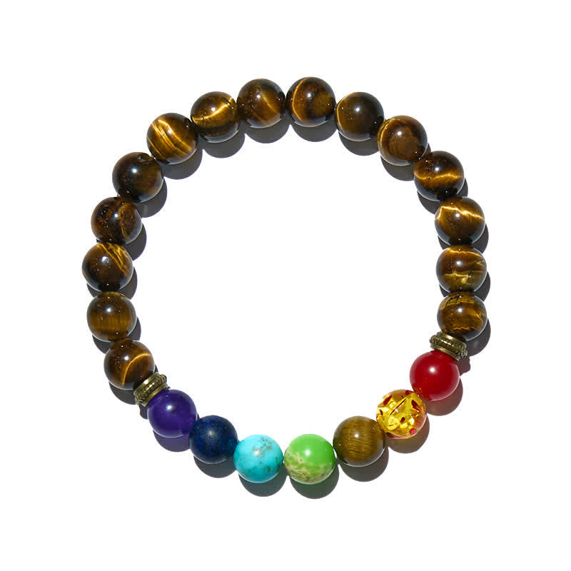 Pulsera de ojo de tigre con chakra de Olivenorma