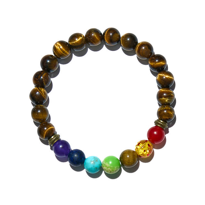 Pulsera de ojo de tigre con chakra de Olivenorma