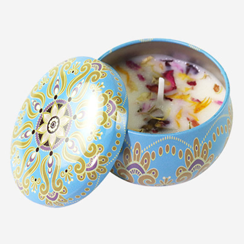 Vela de soja con flores secas naturales de Olivenorma, aromaterapia de cristal