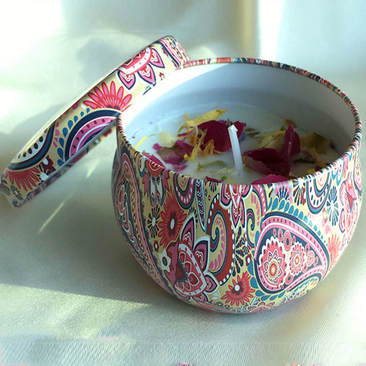 Vela de soja con flores secas naturales de Olivenorma, aromaterapia de cristal