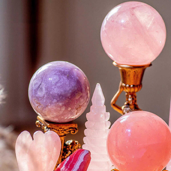 Matriz de cristales energéticos de amor y confianza de cuarzo rosa Olivenorma