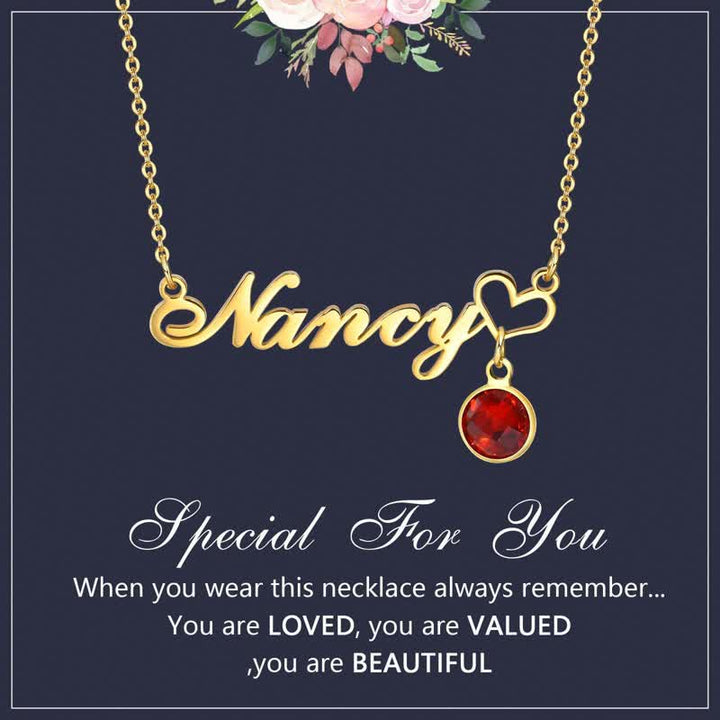 Collar con colgante de piedra natal y nombre personalizado de Olivenorma para mujer