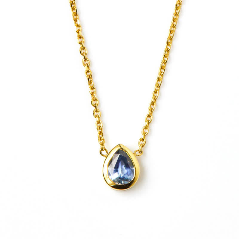 Collar con colgante de gota de piedra natal de plata de Olivenorma