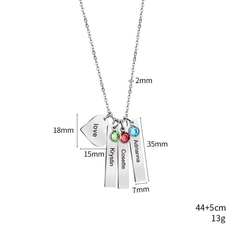 Collar con colgante de piedra natal cuadrado y corazón de acero inoxidable de Olivenorma