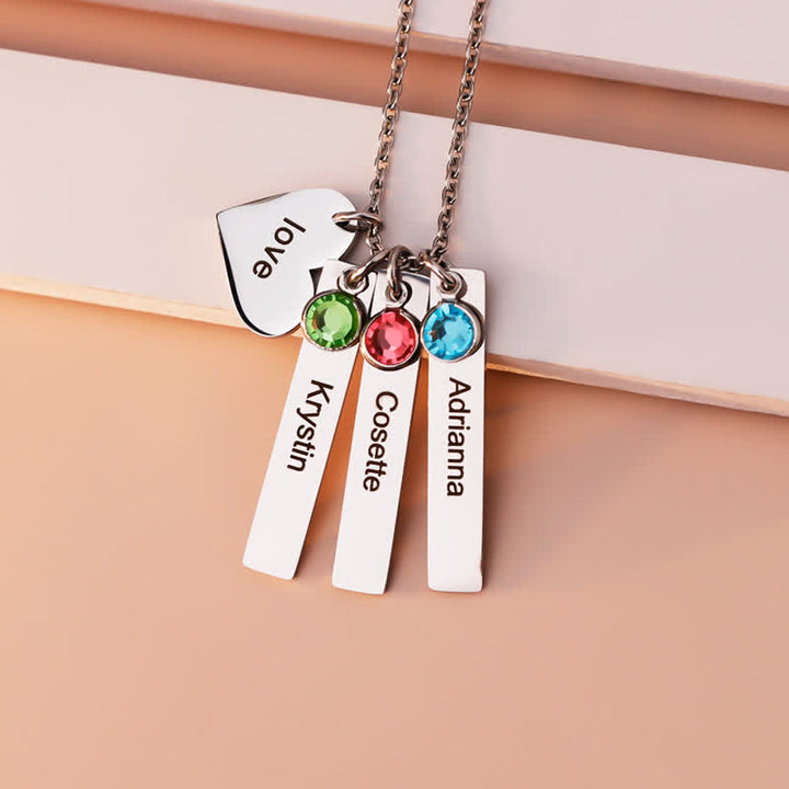 Collar con colgante de piedra natal cuadrado y corazón de acero inoxidable de Olivenorma