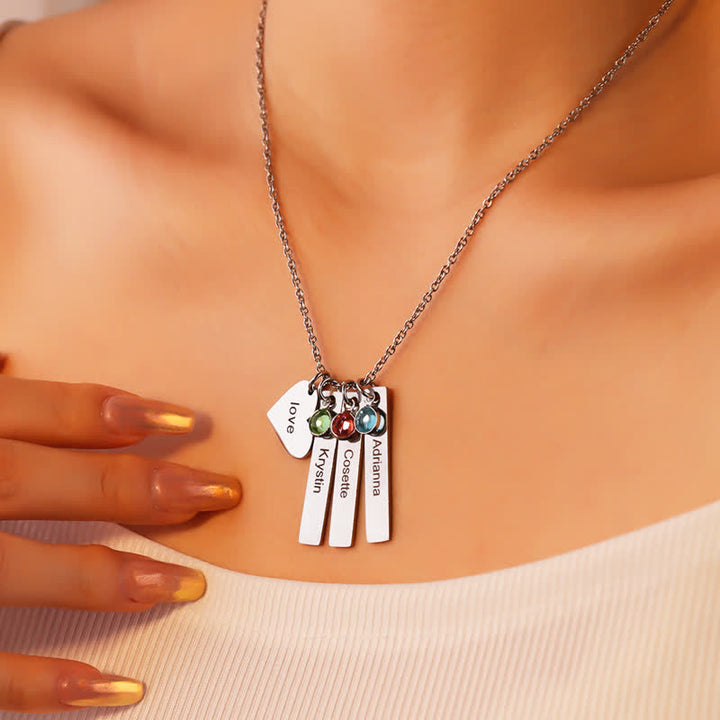 Collar con colgante de piedra natal cuadrado y corazón de acero inoxidable de Olivenorma