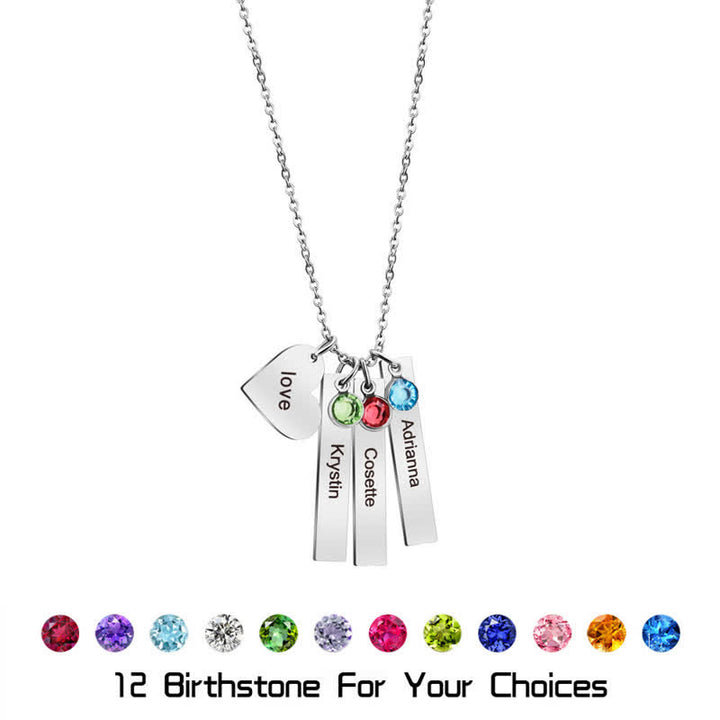 Collar con colgante de piedra natal cuadrado y corazón de acero inoxidable de Olivenorma