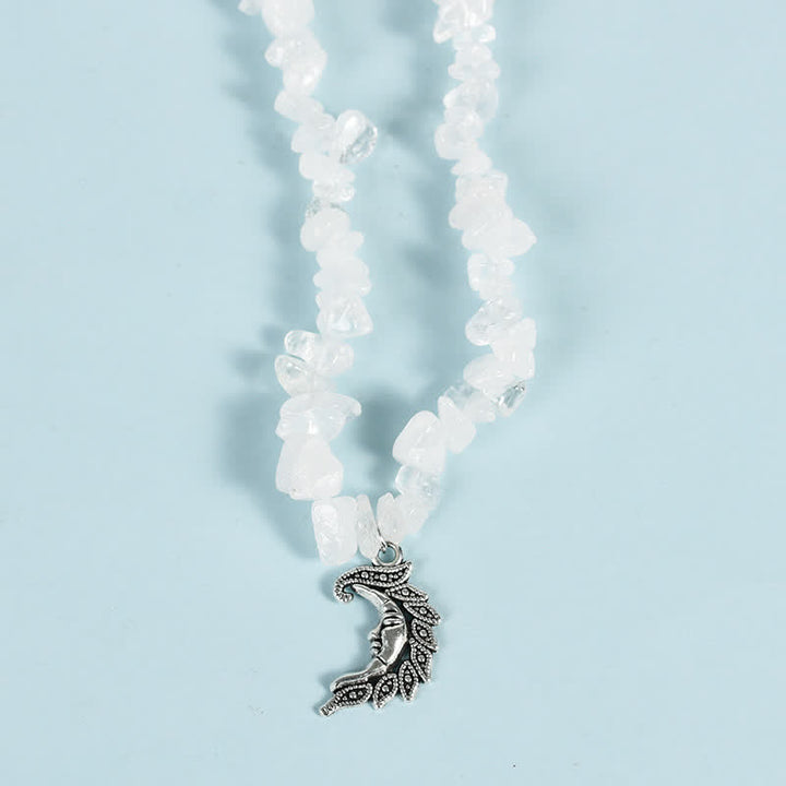 Collar con colgante de perlas de sol y luna con cuentas de grava natural de Olivenorma