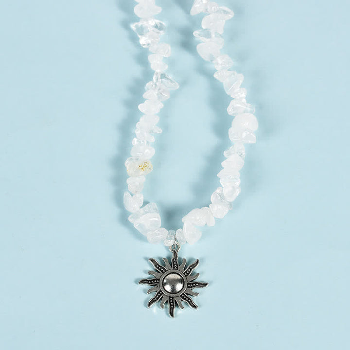 Collar con colgante de perlas de sol y luna con cuentas de grava natural de Olivenorma