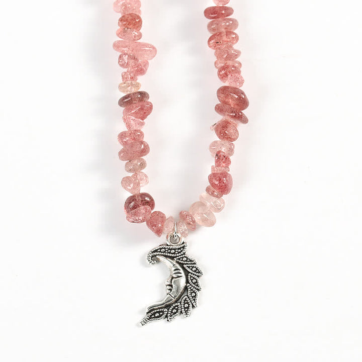 Collar con colgante de perlas de sol y luna con cuentas de grava natural de Olivenorma