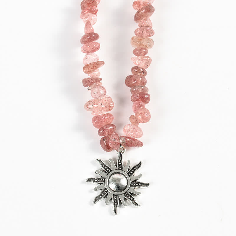 Collar con colgante de perlas de sol y luna con cuentas de grava natural de Olivenorma