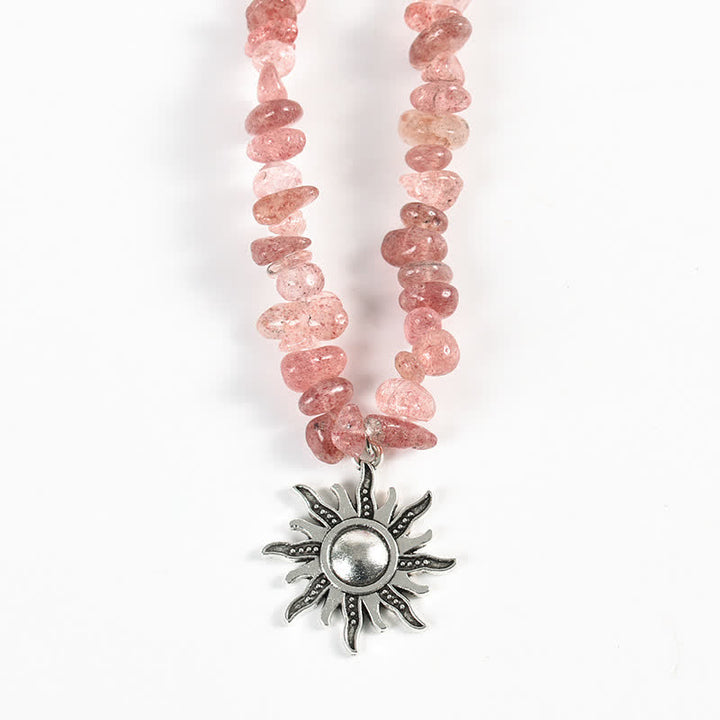 Collar con colgante de perlas de sol y luna con cuentas de grava natural de Olivenorma