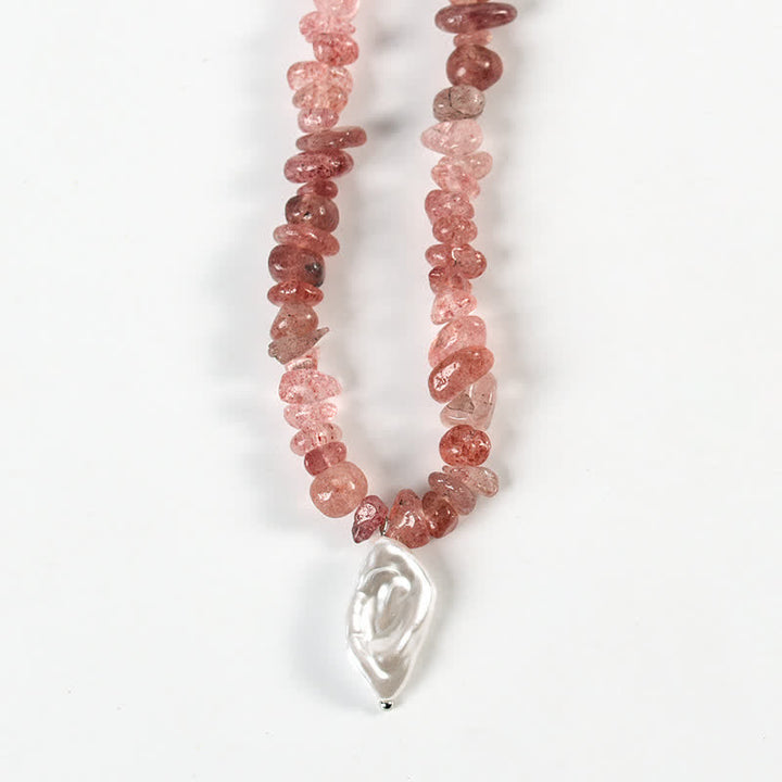Collar con colgante de perlas de sol y luna con cuentas de grava natural de Olivenorma
