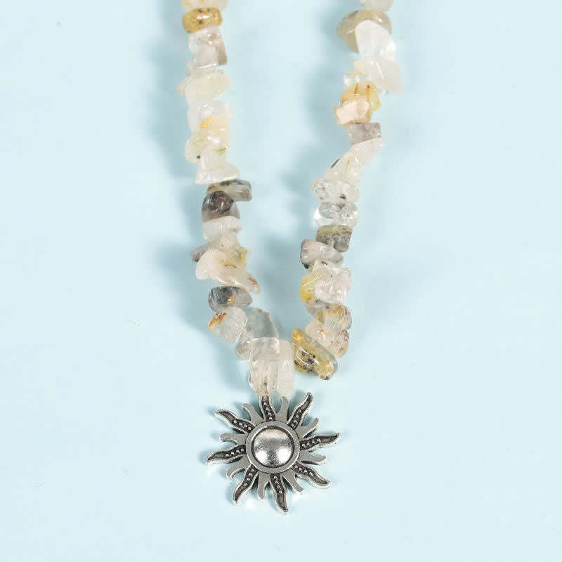 Collar con colgante de perlas de sol y luna con cuentas de grava natural de Olivenorma