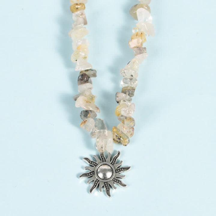 Collar con colgante de perlas de sol y luna con cuentas de grava natural de Olivenorma