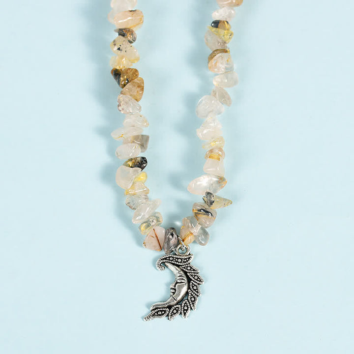 Collar con colgante de perlas de sol y luna con cuentas de grava natural de Olivenorma