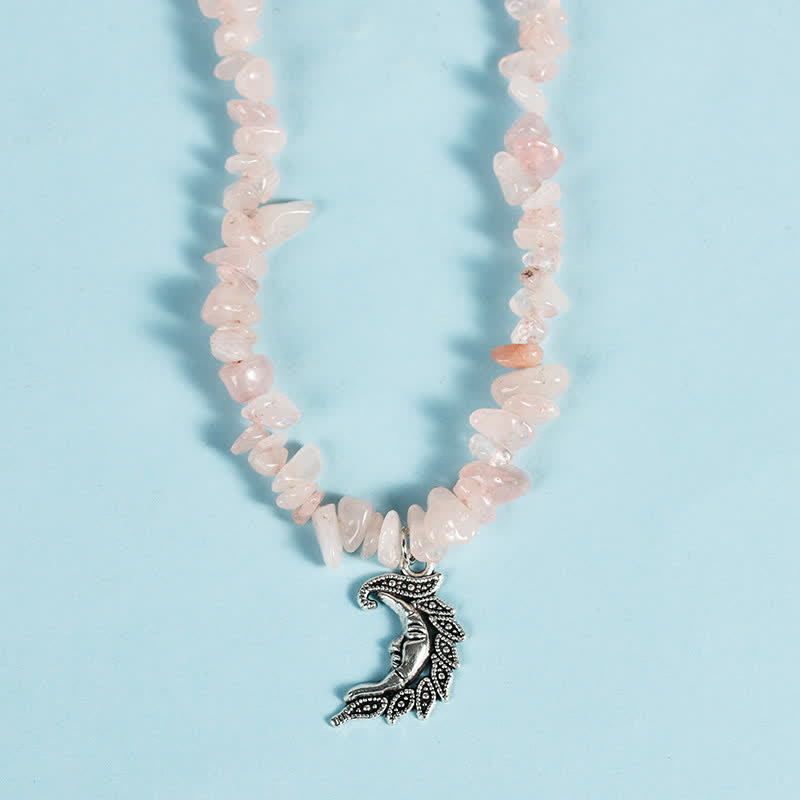 Collar con colgante de perlas de sol y luna con cuentas de grava natural de Olivenorma