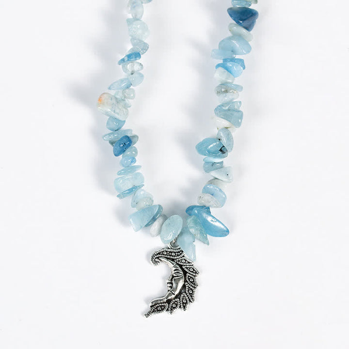 Collar con colgante de perlas de sol y luna con cuentas de grava natural de Olivenorma