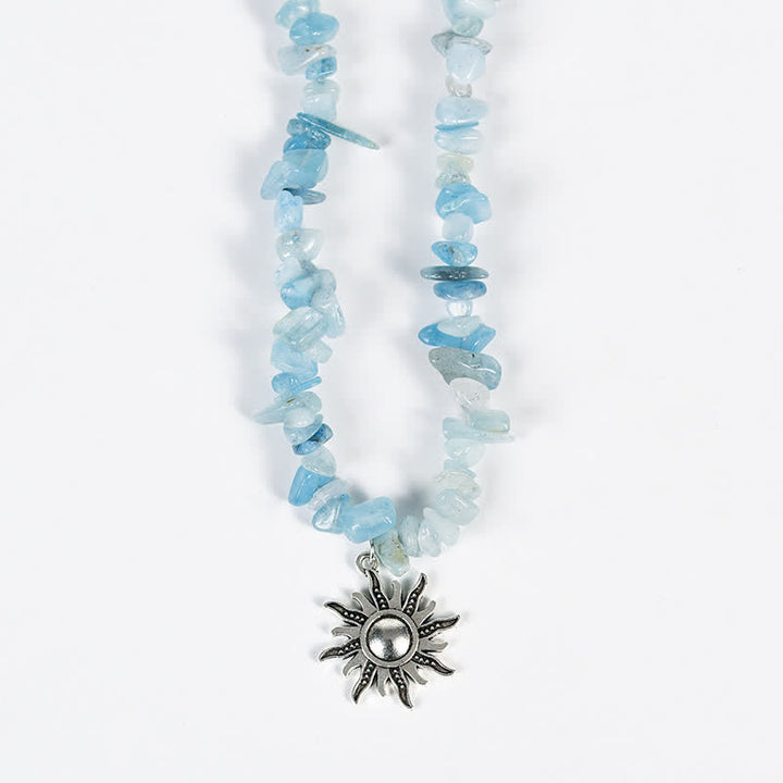 Collar con colgante de perlas de sol y luna con cuentas de grava natural de Olivenorma