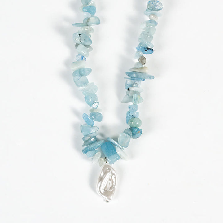 Collar con colgante de perlas de sol y luna con cuentas de grava natural de Olivenorma
