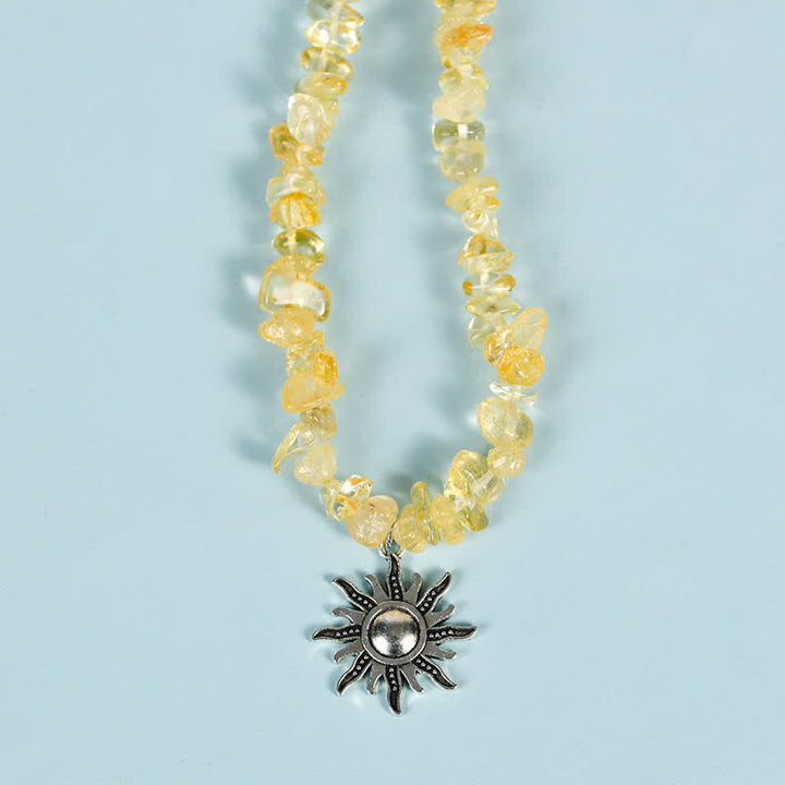 Collar con colgante de perlas de sol y luna con cuentas de grava natural de Olivenorma