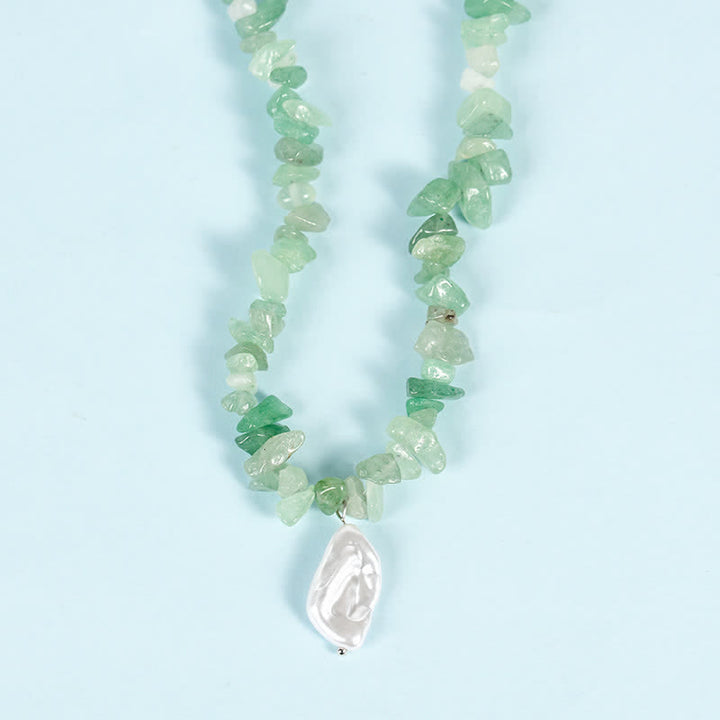 Collar con colgante de perlas de sol y luna con cuentas de grava natural de Olivenorma