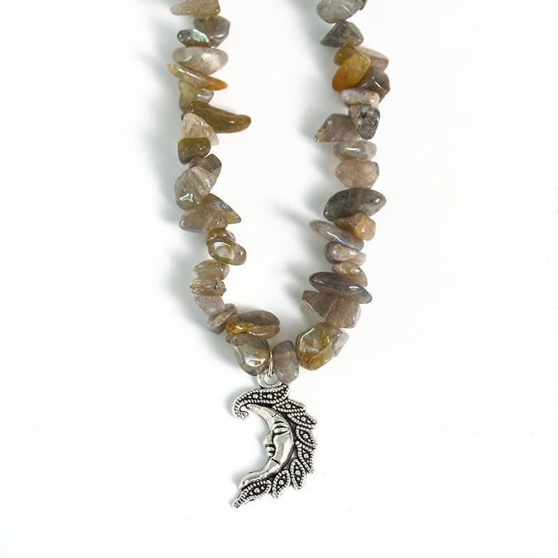 Collar con colgante de perlas de sol y luna con cuentas de grava natural de Olivenorma