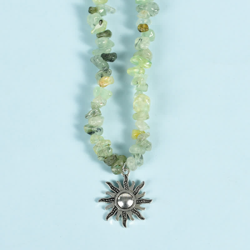 Collar con colgante de perlas de sol y luna con cuentas de grava natural de Olivenorma