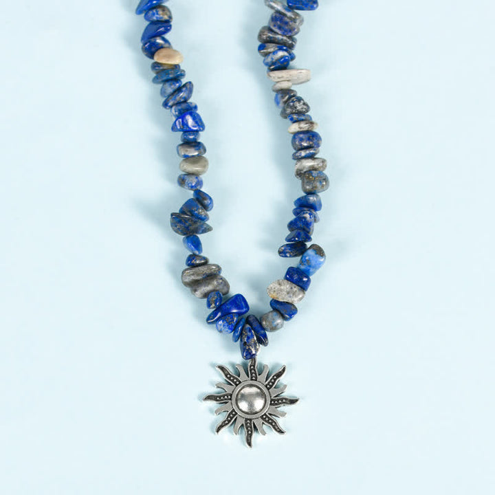 Collar con colgante de perlas de sol y luna con cuentas de grava natural de Olivenorma