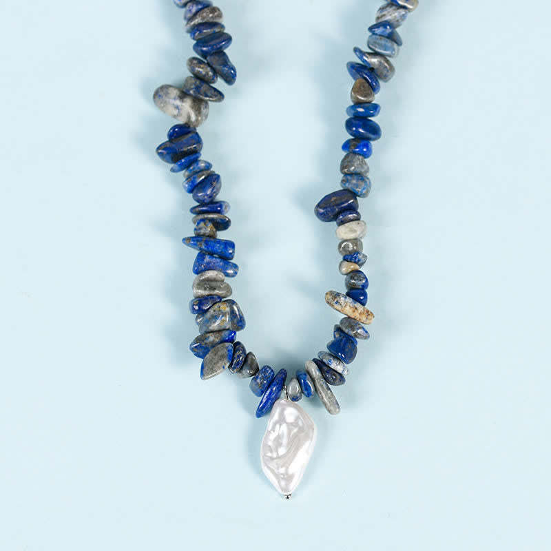 Collar con colgante de perlas de sol y luna con cuentas de grava natural de Olivenorma