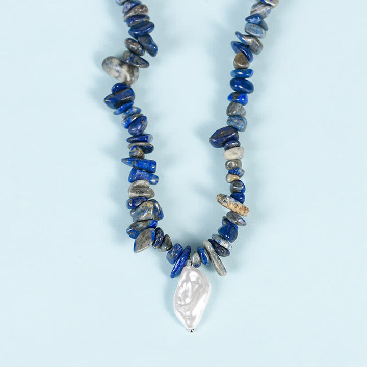 Collar con colgante de perlas de sol y luna con cuentas de grava natural de Olivenorma
