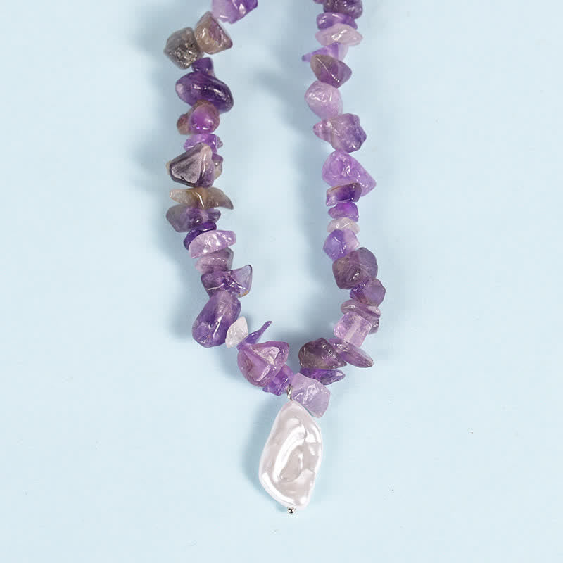 Collar con colgante de perlas de sol y luna con cuentas de grava natural de Olivenorma