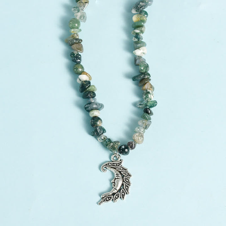 Collar con colgante de perlas de sol y luna con cuentas de grava natural de Olivenorma